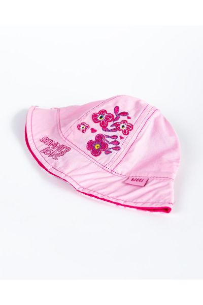 Çiçek İşlemeli Kız Bebek Şapka PEMBE - 0-18 Ay