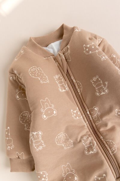 Elyaf Dolgulu 2,5 Tog Pamuklu Penye Astarlı Kız /Erkek Çocuk Uyku Tulumu KREM - 5 Yaş