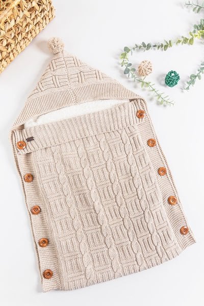 Welsoft Bebek Kundak Triko Bebek Battaniye BEJ -  Tek Ebat