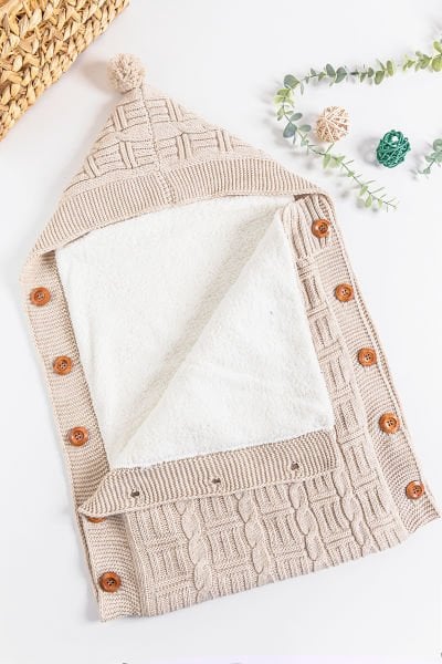 Welsoft Bebek Kundak Triko Bebek Battaniye BEJ -  Tek Ebat