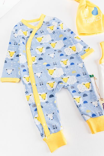 Kuzu Figürlü 3'lü Erkek Bebek Tulum Bebek Takım