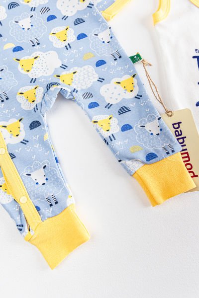 Kuzu Figürlü 3'lü Erkek Bebek Tulum Bebek Takım