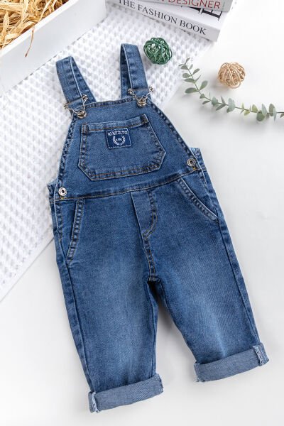 Erkek Bebek Denim Şık Kot Salopet Tulum