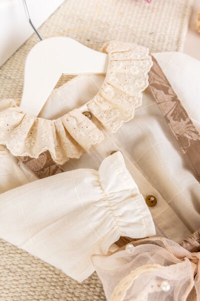 Fisto yakalı Kız Bebek Salopet Elbise Takım