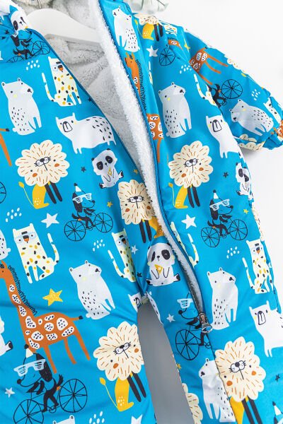 Figürlü İçi Peluş Erkek Bebek Astronot Tulum MAVİ -  9-12 AY
