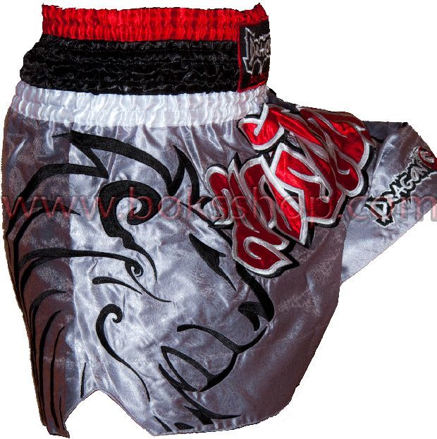 Muay Thai Gri Nakışlı Şort