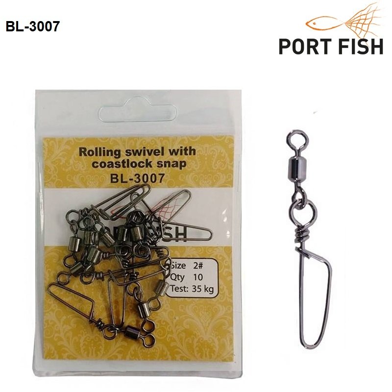 Portfish BL3007 Rolling Swivel With Coastlock Snap Klips