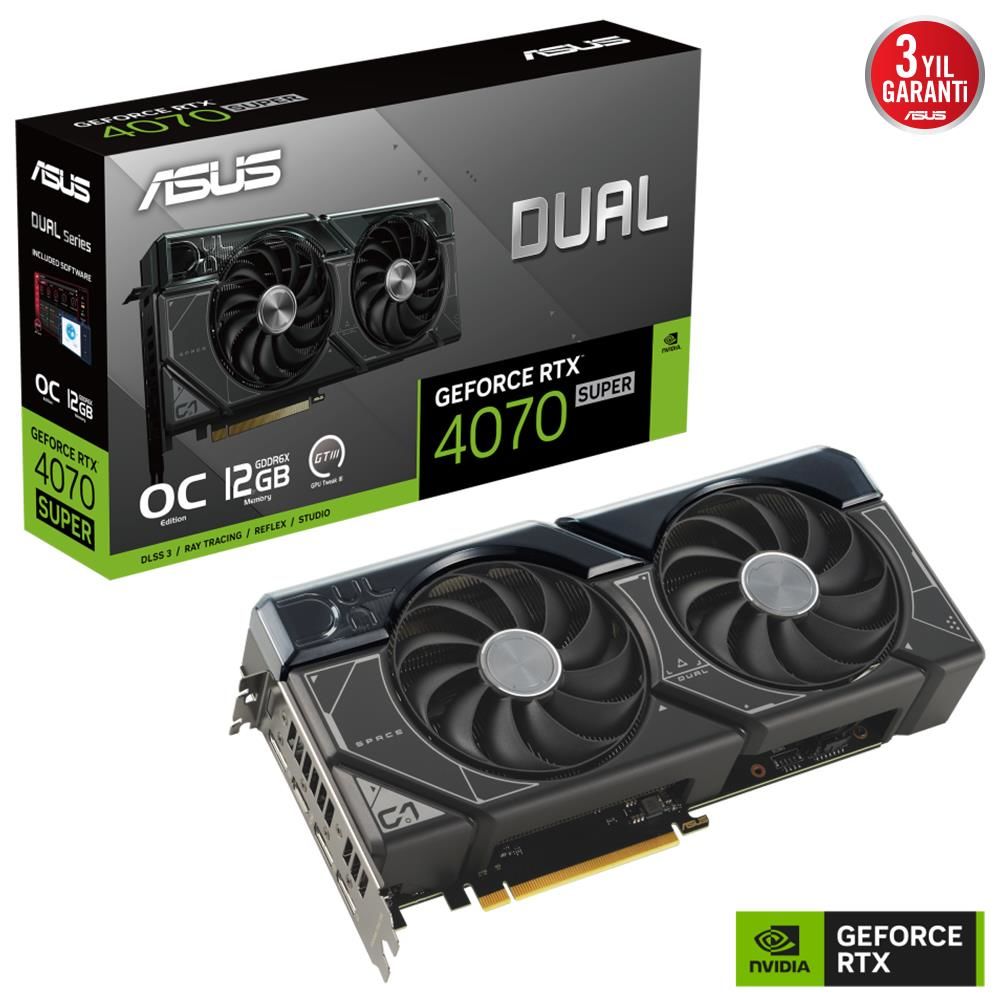 Asus Dual GeForce RTX4070S Super OC Edition DUAL-RTX4070S-O12G 12GB GDDR6X 192Bit Nvidia Ekran Kartı