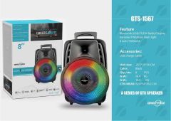 GTS-1567 8'' Siyah Mikrofonlu Bleutooth-Fm-Usb Küçük El Anfisi RGB