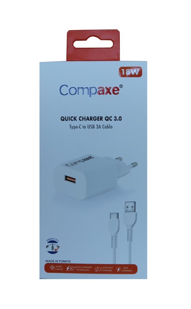 Compaxe CTA-150UT 5V 3a 18W 1mt Ev Şarj  Type-C Şarj Kablosu