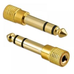 Gold 3.5mm To 6.3mm Çevirici Adaptör - Kulaklık Mikrofon Dönüştürücü