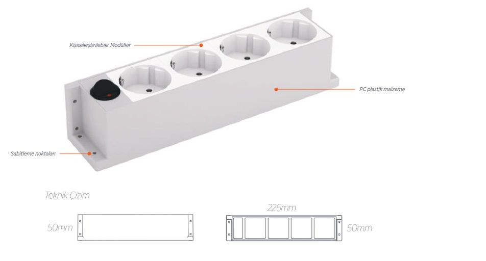 Bürotik Priz Kutusu(Plastik)