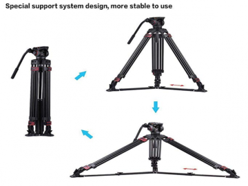 Miliboo MTT609A Hidrolik Kafalı Profesyonel Alüminyum Video Tripod