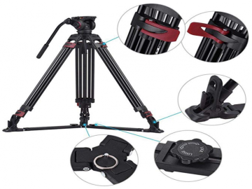 Miliboo MTT609A Hidrolik Kafalı Profesyonel Alüminyum Video Tripod