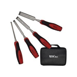 ROX Wood 9039 Düz Iskarpela Seti 4 Parça Neopren Çantalı