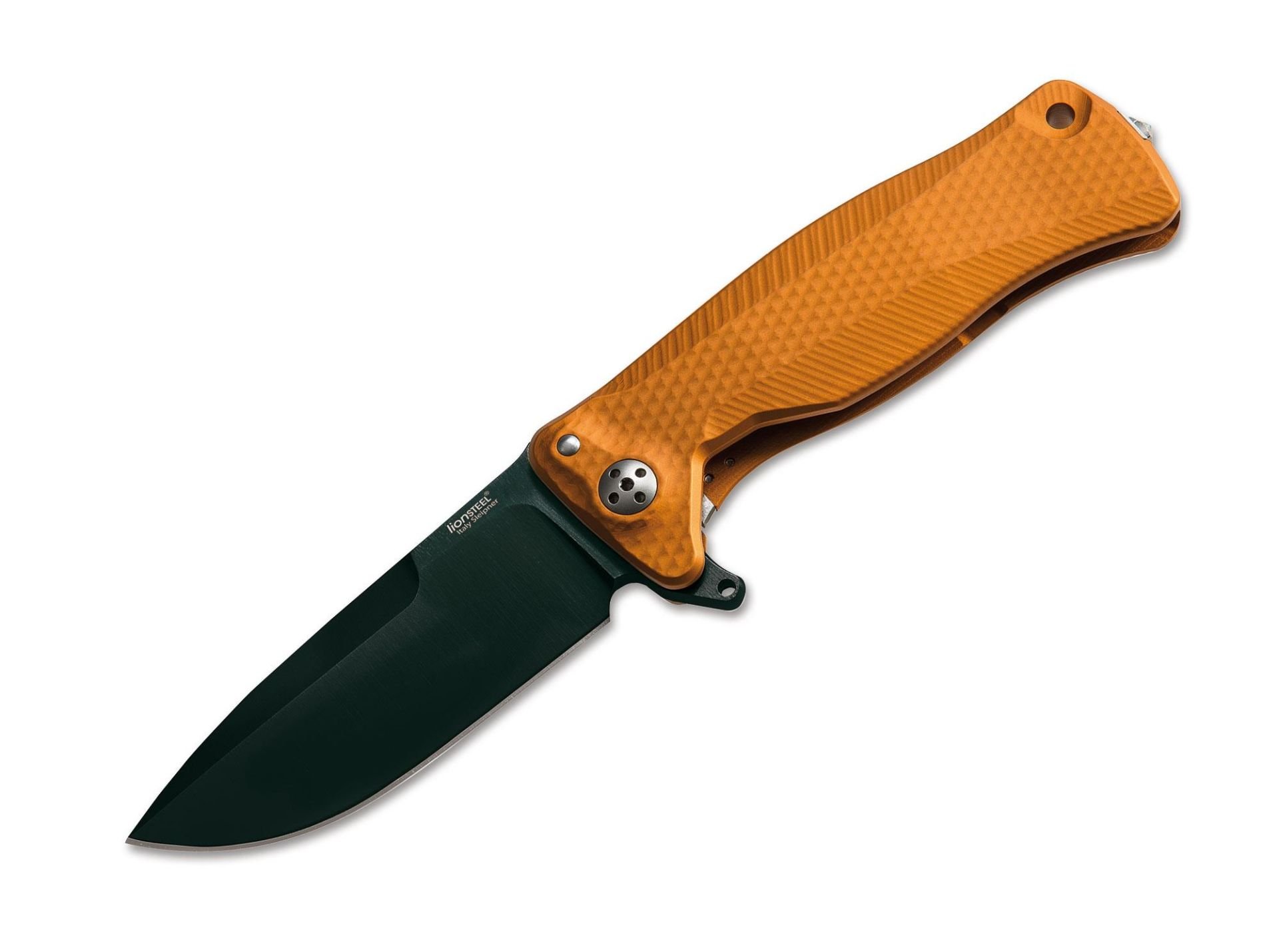 Lionsteel SR11 Aluminium Orange handle black blade Çakı