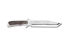 Bora 504 Büyük Shogun Boynuz Sap Gravürlü Bıçak