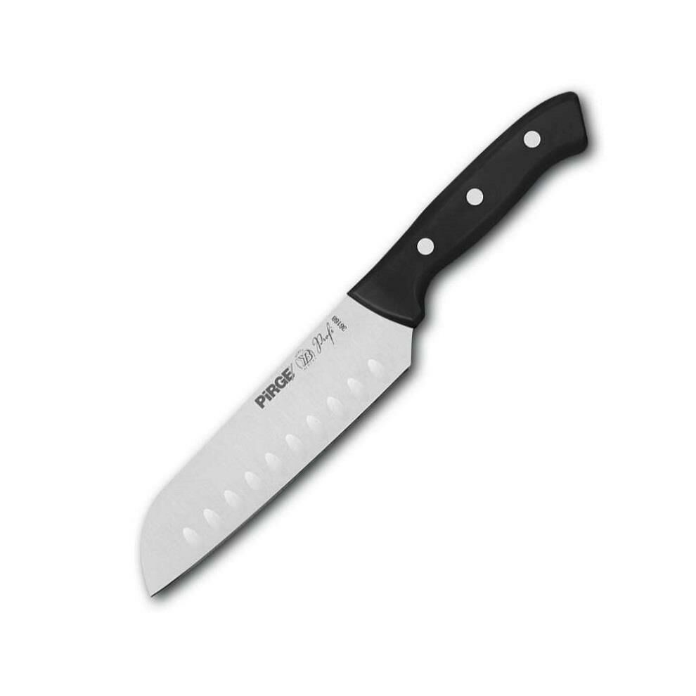 Pirge Profi Santoku Bıçağı Oluklu 17 cm Siyah