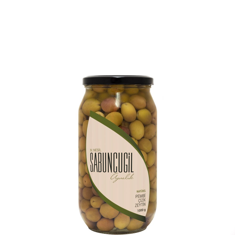 2023 - 2024 Yeni Mahsul Ayvalık Natürel Pembe Çizik Zeytin - 1.000 cc