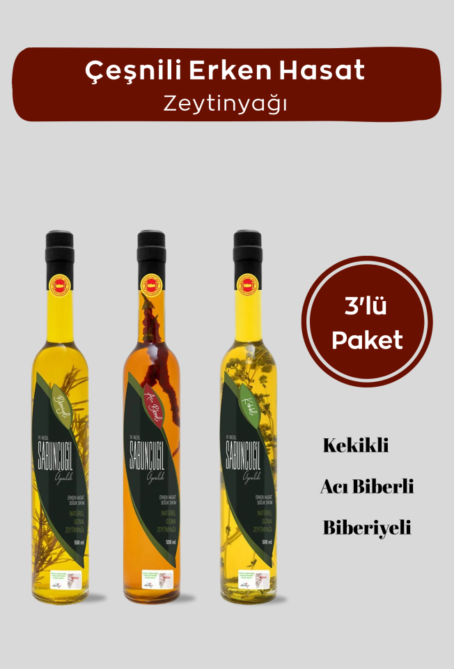 Çeşnili Erken Hasat Zeytinyağı 3'lü Paket