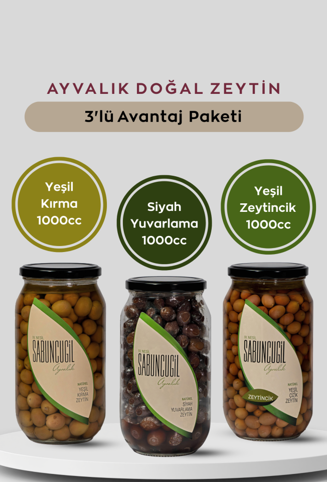 Ayvalık Doğal Zeytin 3'lü Avantaj Paketi