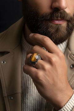 Kaplangözü Taşlı El İşi Hayat Ağacı Desenli Yüzük