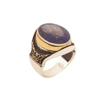 Lapis Lazuli Taşlı Gümüş Erkek Yüzük