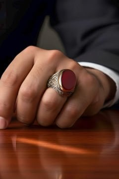 Akik Taşlı Berceste Model Gümüş Erkek Yüzük