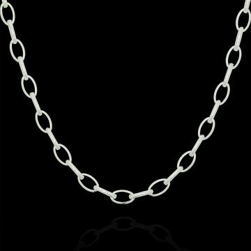 Oval Doch Model Gümüş Zincir 3,30 mm Genişlik