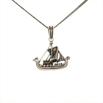 Viking Kayığı Model Gümüş Kolye