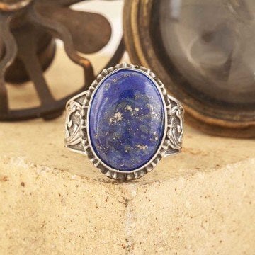 Lapis Lazuli Taşlı El İşi Gümüş Yüzük