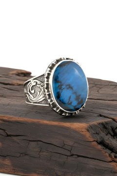 Okyanus Sedefi Taşlı El İşi Gümüş Yüzük