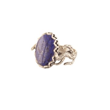 Ağaç Model Lapis Lazuli Taşlı El İşi Gümüş Yüzük