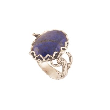 Ağaç Model Lapis Lazuli Taşlı El İşi Gümüş Yüzük