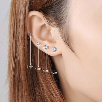 Yakut Renk Zirkon Taşlı Tek Taş Model Gümüş Küpe