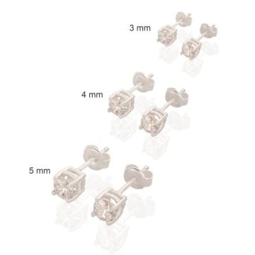 Zirkon Taşlı Tek Taş Model Üçlü Gümüş Küpe Set