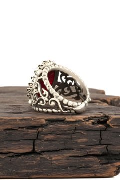 Akik Taşlı El İşi Gümüş Yüzük