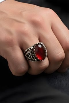 Akik Taşlı El İşi Gümüş Yüzük