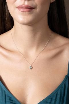 Labradorit Taşlı Minimal Gümüş Kadın Kolye