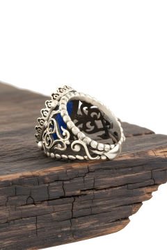 Lapis Lazuli Taşlı El İşi Gümüş Yüzük