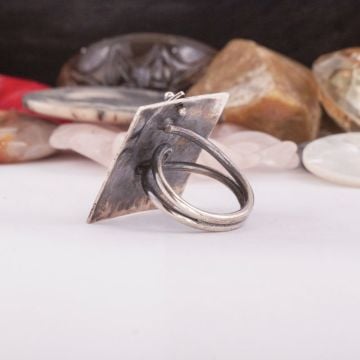 Kare Model Taşsız Özel Tasarım El İşi Gümüş Yüzük
