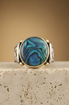 Kalem İşleme Desenli Okyanus Sedefi Taşlı Yüzük