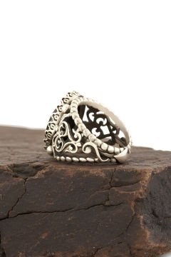Okyanus Sedefi Taşlı El İşi Gümüş Yüzük