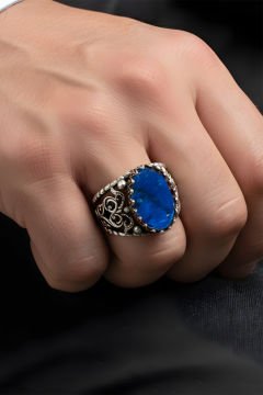 Okyanus Sedefi Taşlı El İşi Gümüş Yüzük