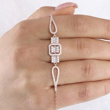 Baget Taşlı Dikdörtgen Model Gümüş Bileklik