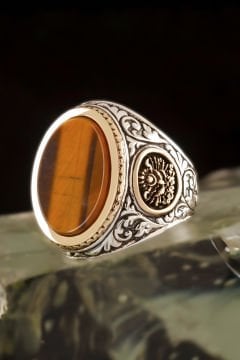 Kaplangözü Taşlı Devlet Arması Desenli Yüzük