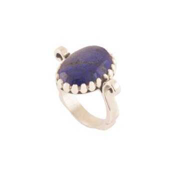 Sade Model Lapis Lazuli Taşlı El İşi Gümüş Yüzük