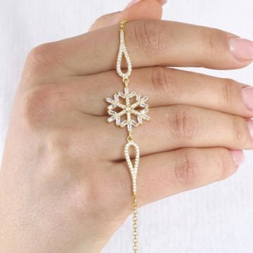 Zirkon Taşlı Kar Tanesi Model Gümüş Bileklik