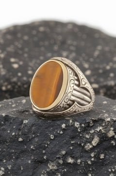 Kaplangözü Taşlı Oval Model Gümüş Yüzük