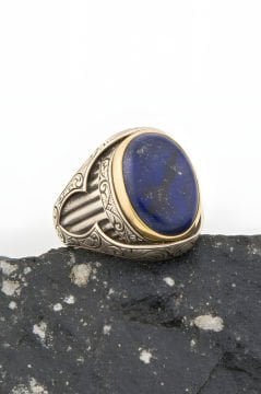 Lapis Taşlı Oval Model Gümüş Yüzük